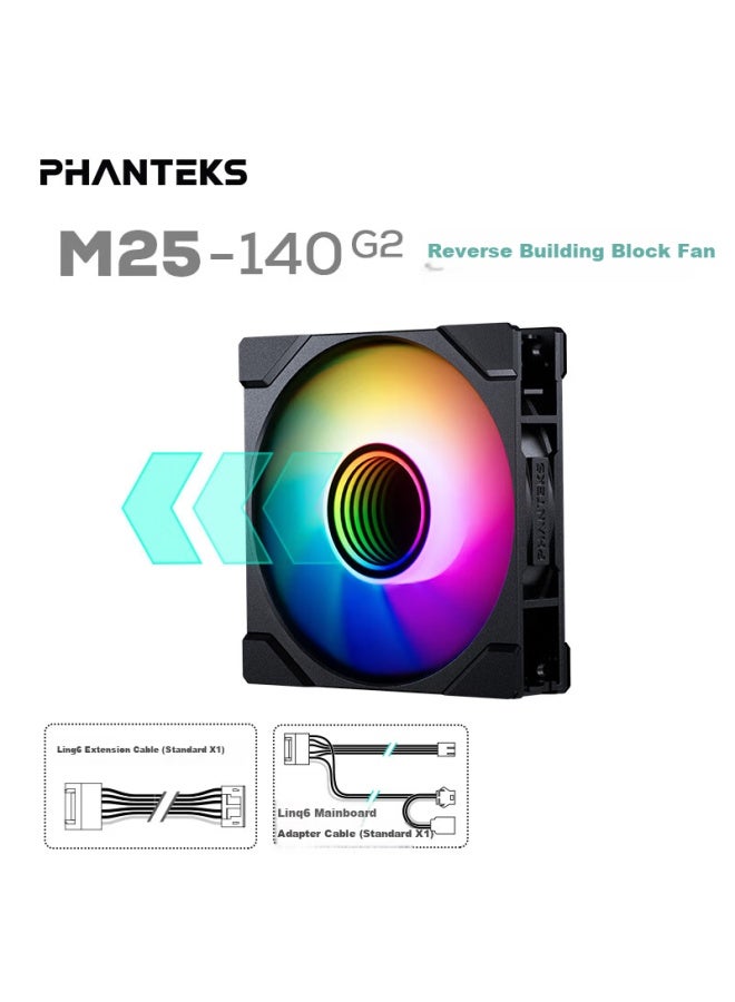 Phanteks M25 14cm Reverse Blade Black 2nd Gen Modular Argb Pc Case Water Cooling Radiator Fan - Image 1