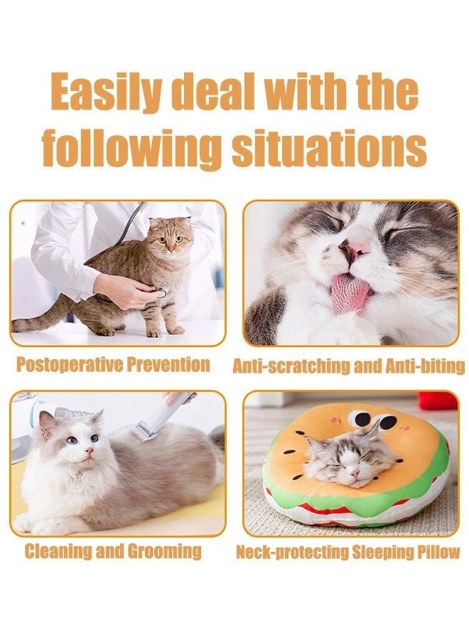 Hamburger Shaped Soft Elizabethan Cat Recovery Collar, Adjustable Anti-Lick Neck Cone for Kitten Wound Care, S Size - Image 3