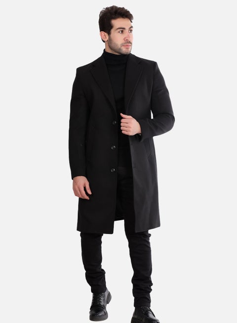 Classic Coat With Slanted Pockets Wool Coat