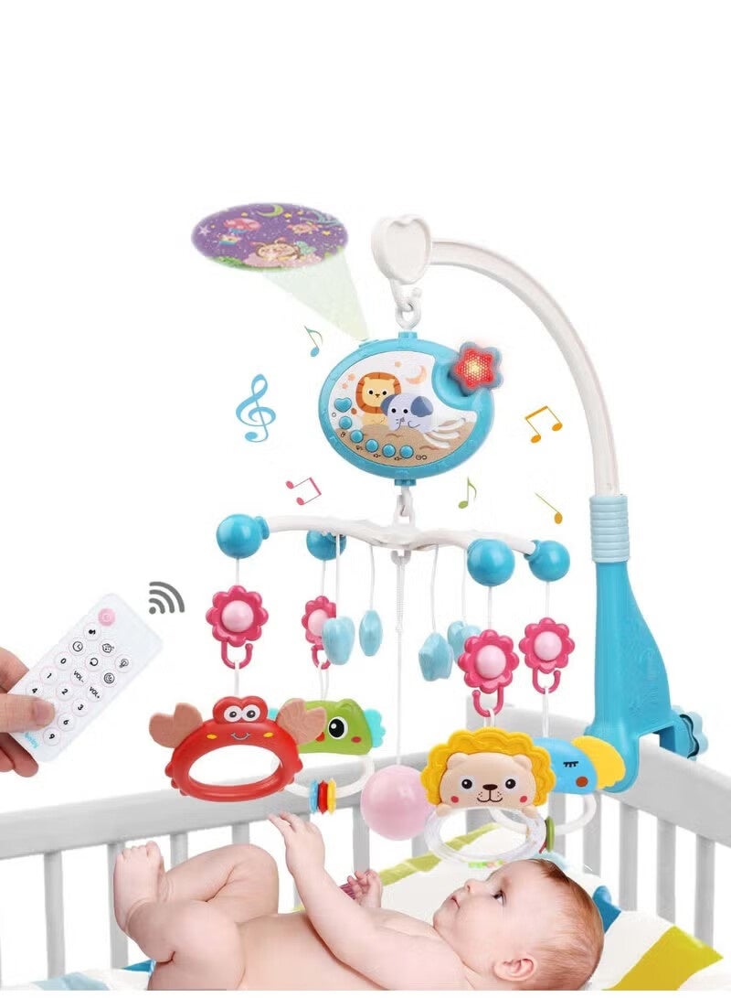 AGREON Baby Soothing Toys, Cradle Hanging Rattles Toys, 360 Rotating Rattles, With Light Music Projector, Suitable For Boys And Girls - Image 1