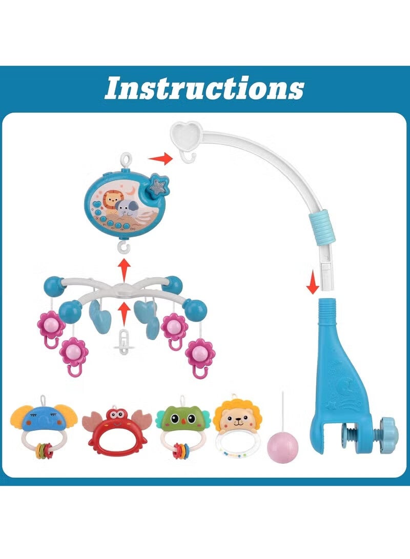 AGREON Baby Soothing Toys, Cradle Hanging Rattles Toys, 360 Rotating Rattles, With Light Music Projector, Suitable For Boys And Girls - Image 2