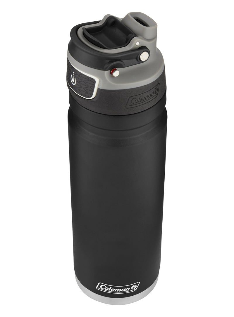 Coleman FreeFlow AutoSeal Stainless Steal Water Bottle, 24oz, Black - Image 1