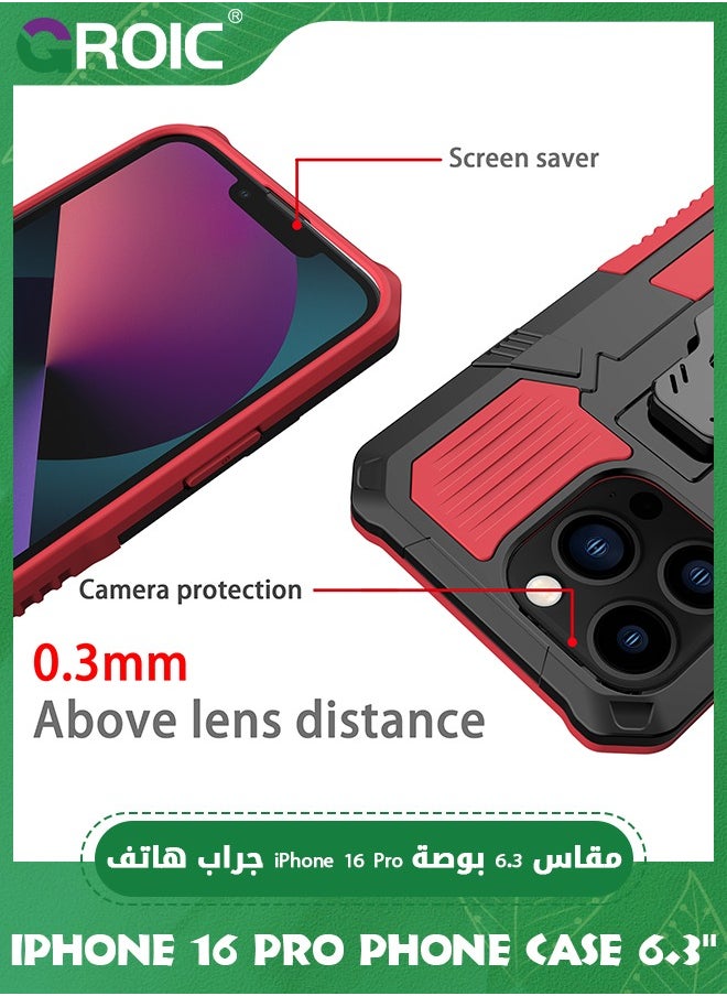 GROIC iPhone 16 Pro Phone Case,iPhone 16 Pro Case with Ring Holder Stand,Support Magnet Car Mount,Shockproof Phone Cover iPhone 16 Pro,iPhone 16 Pro Phone Shell 6.3''  - Image 3