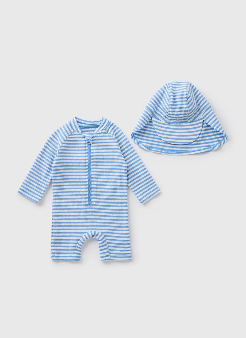 Matalan Baby Blue Stripe Surf Suit