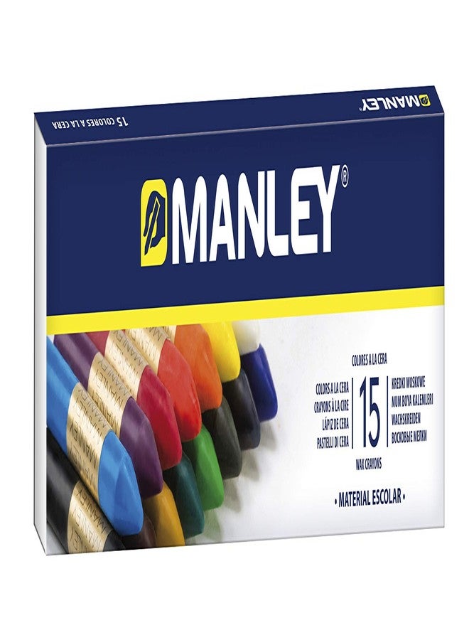 Manley 136124 - Box of 15 crayons, assorted colors - Image 1