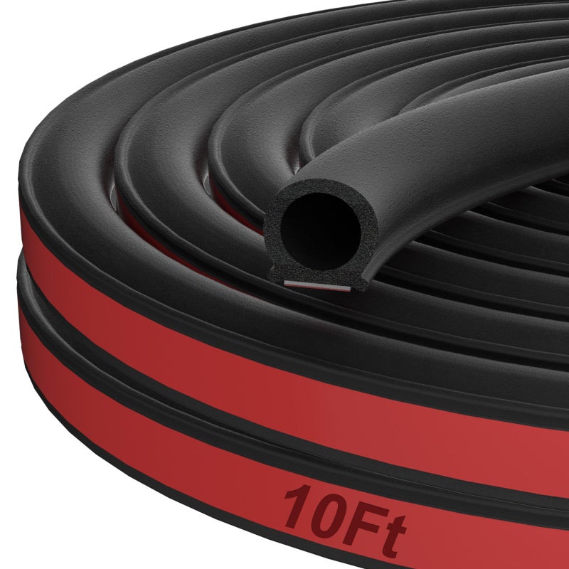 alophoty 10 Ft Rubber Weather Stripping Door Seal, D Shaped Automotive Weather Stripping, Car Door Seal Strip, Self Adhesive Soundproofing Weatherstripping for Doors Windows Car Truck Auto RV - Image 1