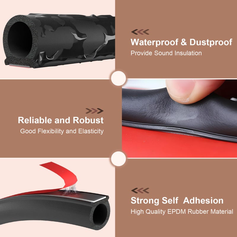 alophoty 10 Ft Rubber Weather Stripping Door Seal, D Shaped Automotive Weather Stripping, Car Door Seal Strip, Self Adhesive Soundproofing Weatherstripping for Doors Windows Car Truck Auto RV - Image 3