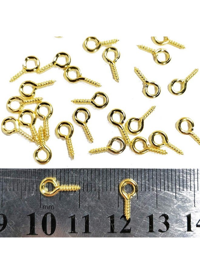 TTSAM 300Pcs Small Screw Eye Pins 10 X 5Mm Eye Pins Hooks Mini Screw Eye Pin Peg For Arts & Crafts Projects Self Tapping Screws Hooks Ring For Cork Top Bottles & Charm Bead & Diy Jewelry Making (Gold) - Image 3