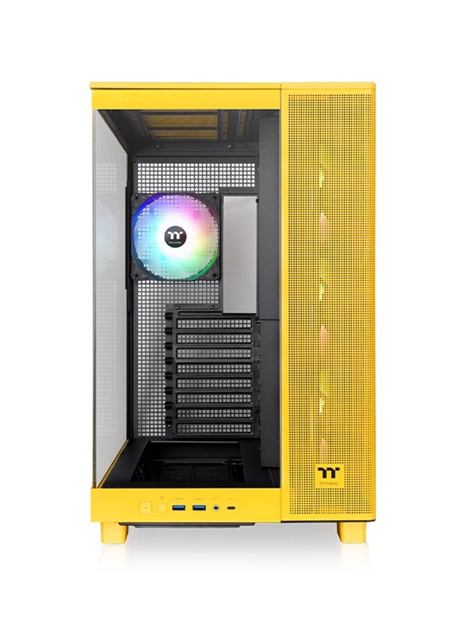 Thermaltake View 380 XL TG ARGB Mid Tower Chassis (Bumblebee Yellow) - Dual Chamber Design, Tempered Glass Panels, 4x 120mm ARGB Fans, 360mm Radiator Support, GPU Anti-Sag Brace, 3x 2.5" SSD + 1x 3.5" HDD, USB 3.2 Type-C, High Performance Cooling & Cable Management | CA-11E-00M4WN-00 - Image 2