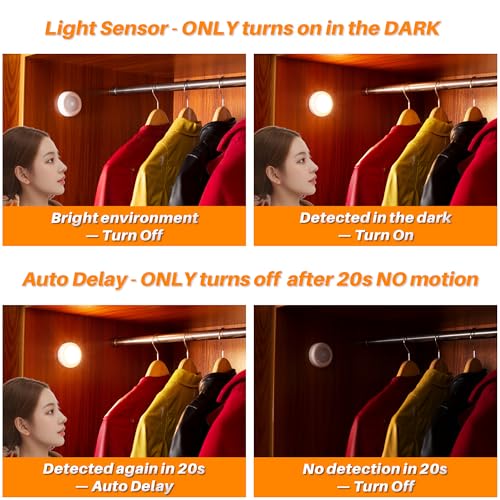 STAR-SPANGLED 3 Pack 2.8” Motion Sensor Lights Indoor AAA Battery Operated, Stick on LED Puck Light for Stairs, Under Cabinet, Closet, Warm White - Image 3