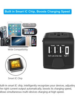 بيوينتي Universal International Travel Power Adapter with High-Speed USB Ports  - Image 4