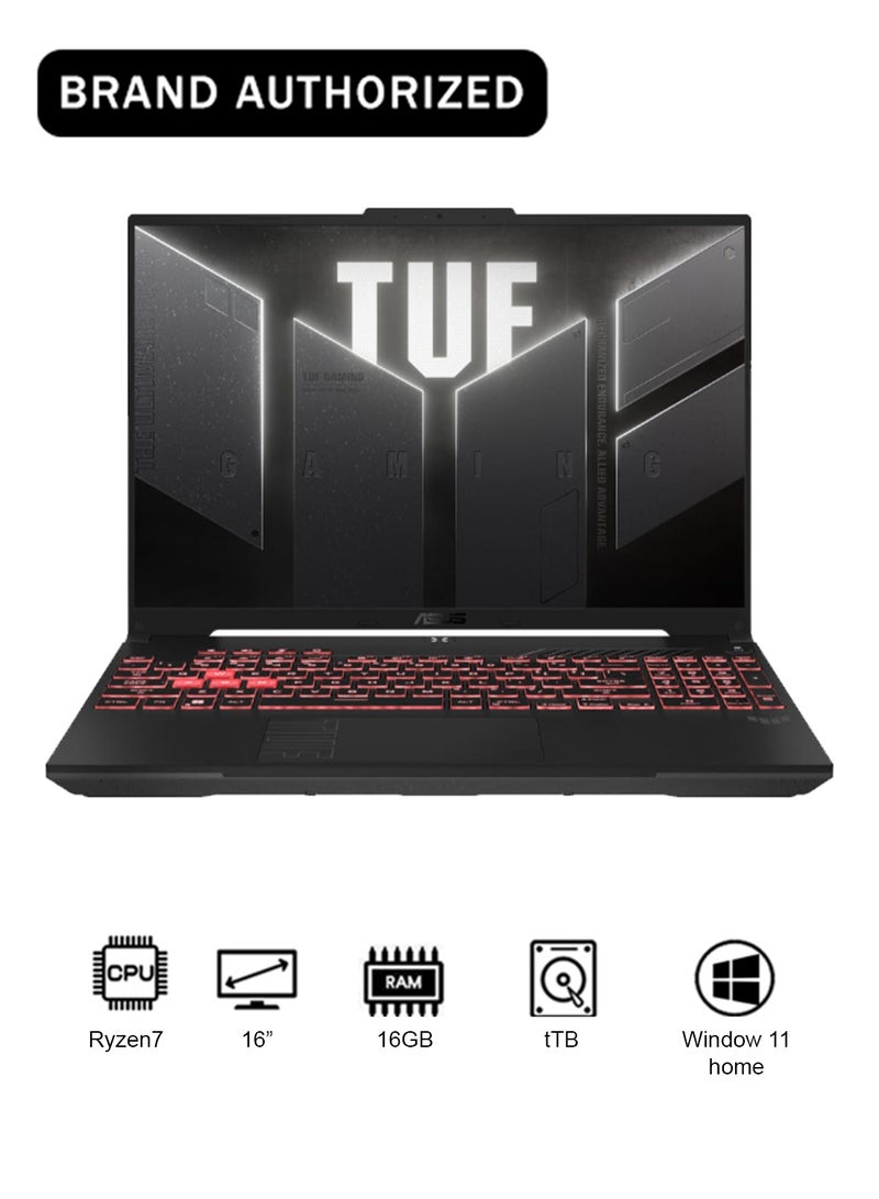 ASUS TUF Gaming A16 Laptop With 16-Inch Display, Ryzen 7 Processor/16GB RAM/1TB SSD/NVIDIA GeForce RTX 4050 Graphics Card/Windows 11 Home English Jaeger Gray - Image 1