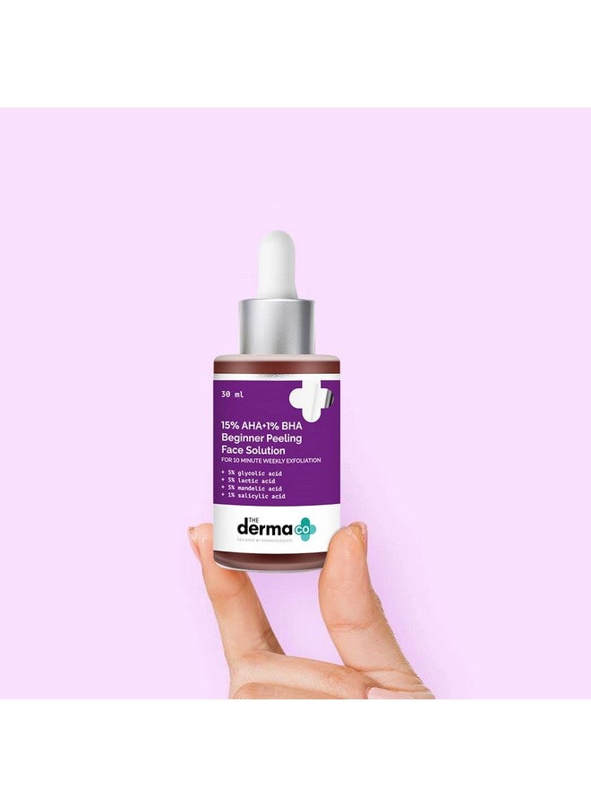 THE derma Co 15% أحماض ألفا هيدروكسي + 1% أحماض بيتا هيدروكسي محلول تقشير الوجه لإصلاح البشرة اللامعة للمبتدئين يزيل الشوائب لتقشير لمدة 10 دقائق أسبوعياً 30 مل (ديرماكو) - Image 3