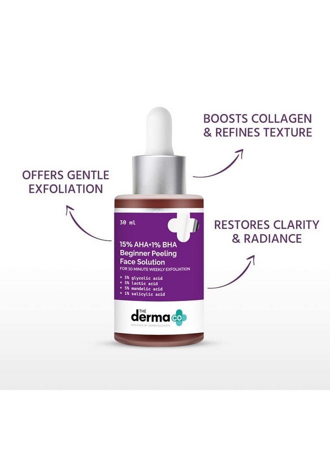 THE derma Co 15% أحماض ألفا هيدروكسي + 1% أحماض بيتا هيدروكسي محلول تقشير الوجه لإصلاح البشرة اللامعة للمبتدئين يزيل الشوائب لتقشير لمدة 10 دقائق أسبوعياً 30 مل (ديرماكو) - Image 4