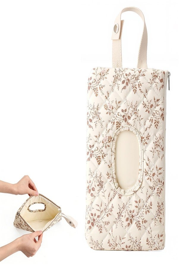 Nmoiat Wipe Holder Floral Diaper and Wipes Pouch Portable Hanging Wipes Bag for Car, Resuable Wet Wipe Pouch for Travel & Outdoor, Beige - Image 1
