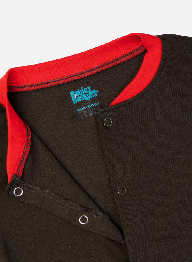 بابيز_بيسك بدلة نوم مخططة بأزرار كبس للغلق - Image 3