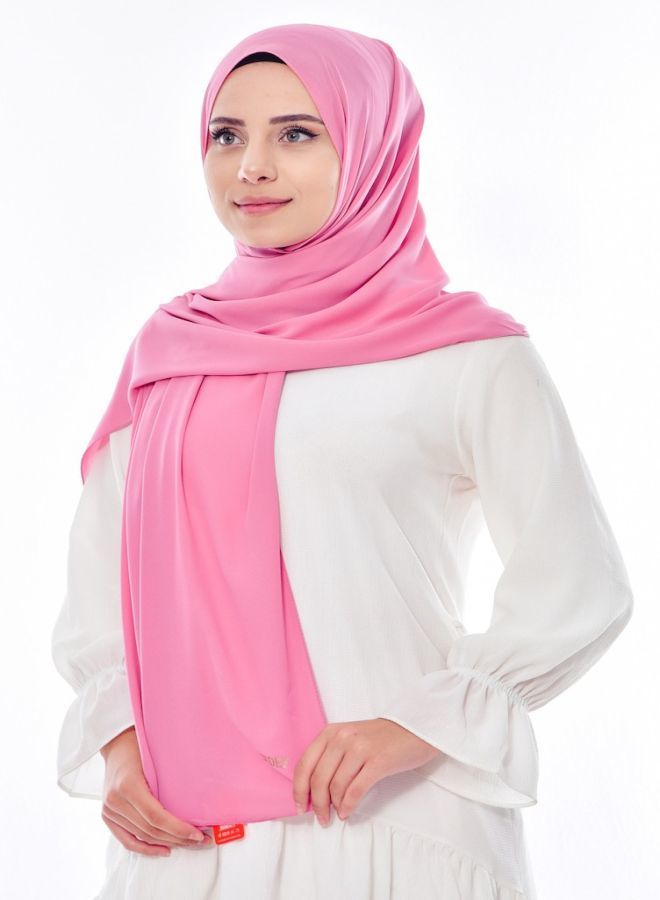 Fatah Long Chiffon Crepe Scarf - Light Fuchsia  - Image 1