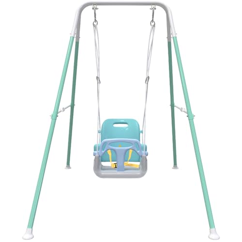 Yozoia Multifunctional Toddler Swing Foldable Baby Swing Outdoor Indoor Use Easily Installable and Storable Blue - Image 1