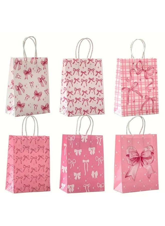 Kandid 6pcs Colorful Kraft Paper Gift Bag with Handle, Suitable for Birthdays, Weddings, Christmas Showers, Homecoming Parties, Valentine's Day (BOW) - Image 3