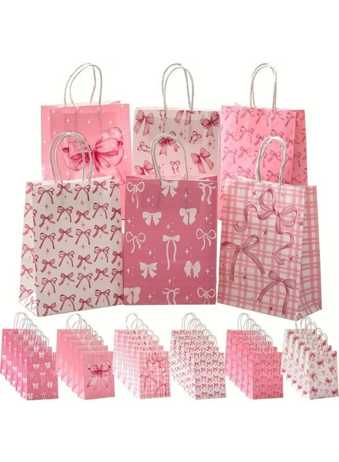 Kandid 6pcs Colorful Kraft Paper Gift Bag with Handle, Suitable for Birthdays, Weddings, Christmas Showers, Homecoming Parties, Valentine's Day (BOW) - Image 1