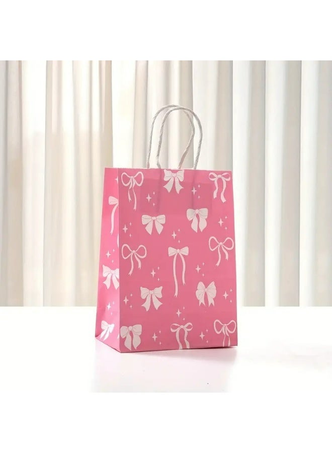 Kandid 6pcs Colorful Kraft Paper Gift Bag with Handle, Suitable for Birthdays, Weddings, Christmas Showers, Homecoming Parties, Valentine's Day (BOW) - Image 2
