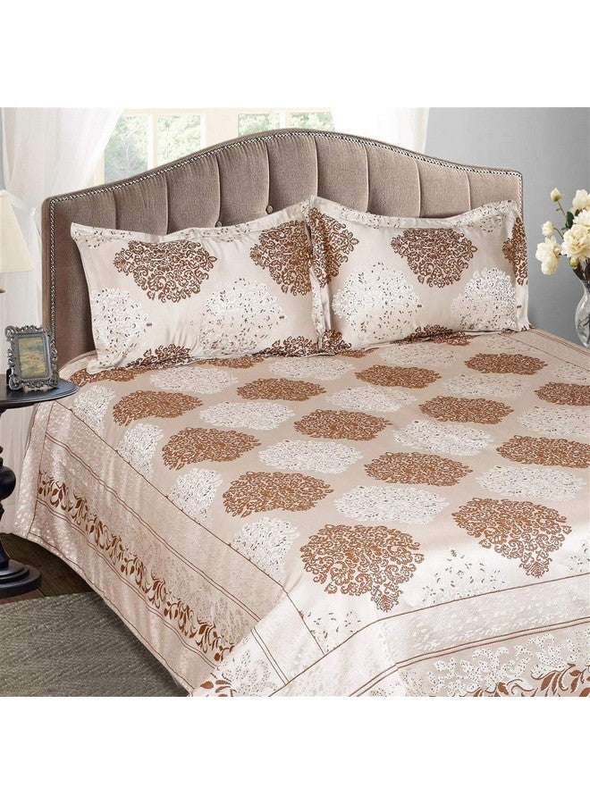 Victor Poly Cotton Styria Satin Bedcover for Double Bed/Luxury Damask Geometrical Extra Soft Bed Spread, Exclusive for Wedding (Bed Cover - 90"" X 100"", 2 Pillow Covers - 18"" X 27""), Brown - Image 2