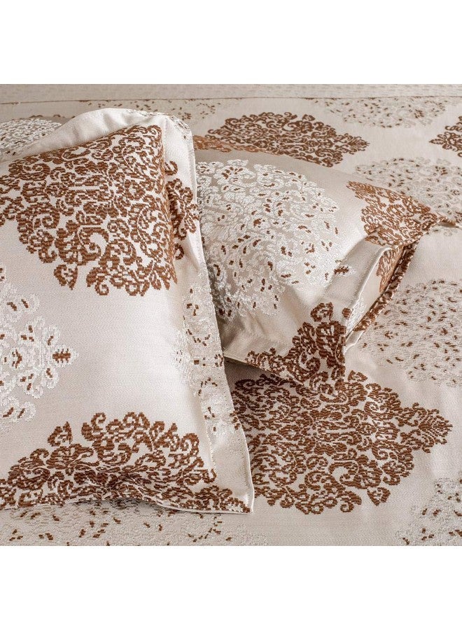 Victor Poly Cotton Styria Satin Bedcover for Double Bed/Luxury Damask Geometrical Extra Soft Bed Spread, Exclusive for Wedding (Bed Cover - 90"" X 100"", 2 Pillow Covers - 18"" X 27""), Brown - Image 4