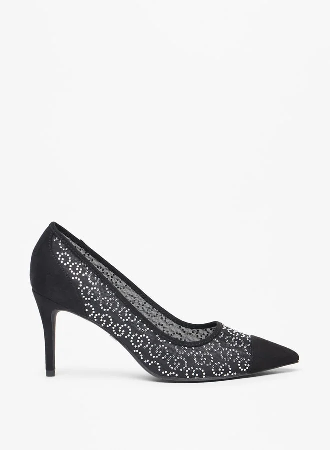 سيليست Women's Monogram Embellished Slip-On Pumps with Stiletto Heels