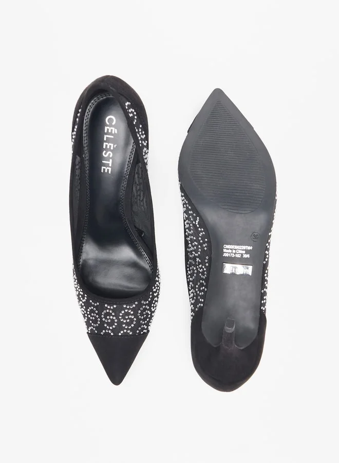 سيليست Women's Monogram Embellished Slip-On Pumps with Stiletto Heels