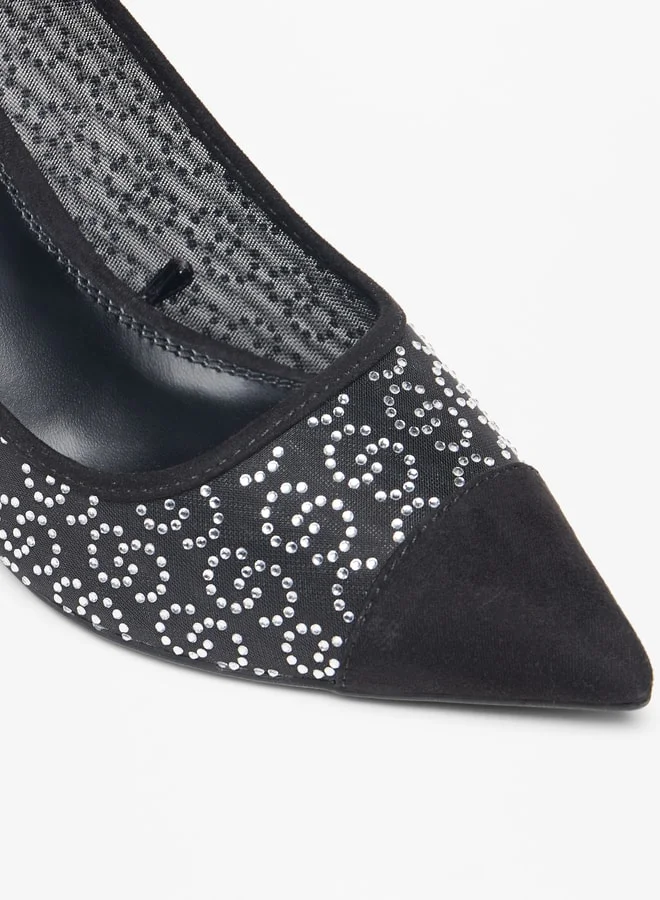 سيليست Women's Monogram Embellished Slip-On Pumps with Stiletto Heels