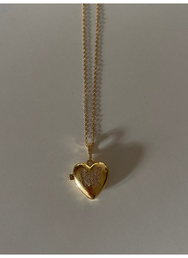 Urban Jewel - Heart Locket Necklace - Butterfly Edition - Image 1