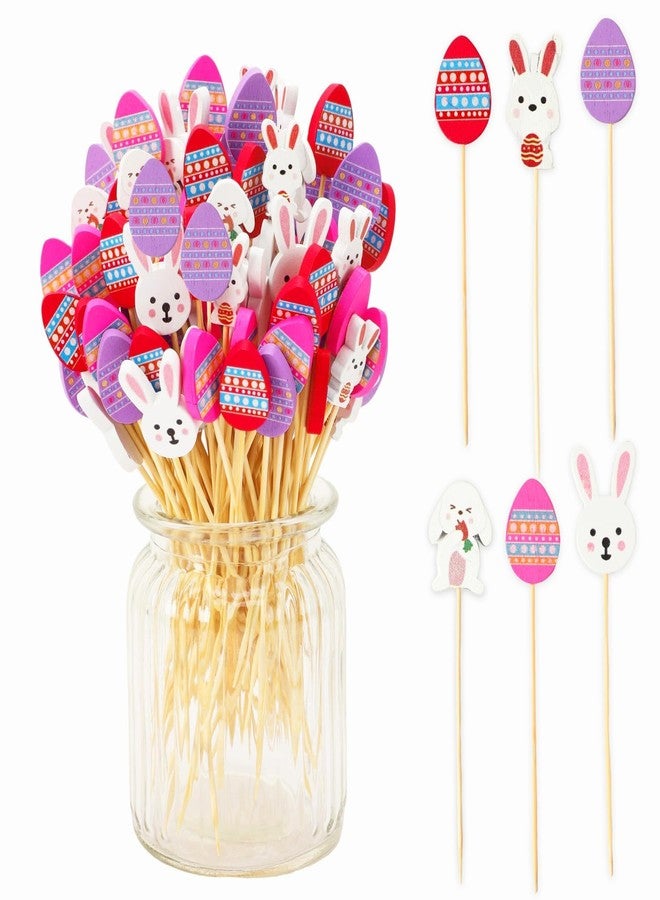MARFOREVER 150 Pieces Easter Cocktail Picks for Appetizers, Easter Egg Bunny Cocktail Picks, 4.7 In Long Easter Food Sticks Easter Toothpicks for Cakes Desserts Fruits Easter Party Decorations - Image 1