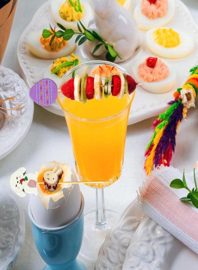 MARFOREVER 150 Pieces Easter Cocktail Picks for Appetizers, Easter Egg Bunny Cocktail Picks, 4.7 In Long Easter Food Sticks Easter Toothpicks for Cakes Desserts Fruits Easter Party Decorations - Image 4