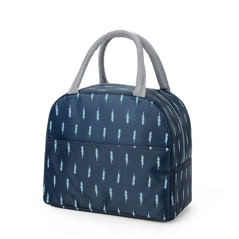 ERZA Large Insulated Lunch Bag for Office Men, Women, Kids School, Travel Tiffin Bag Pouch, Hot & Cold Lunch Box Bags for Boys, and Girls (Blue Leaf) Polyester, 5 Liters - Image 1