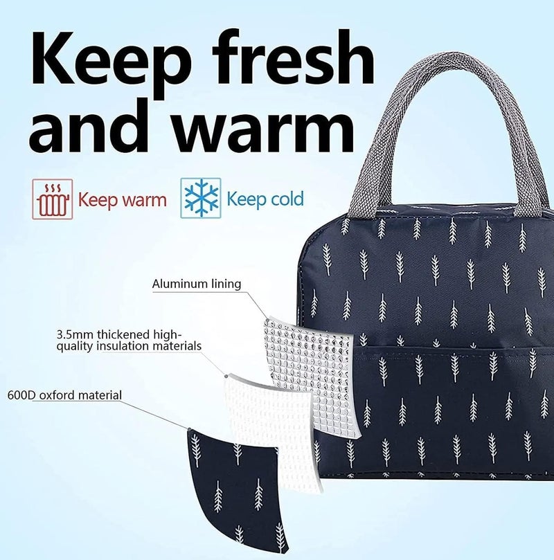 ERZA Large Insulated Lunch Bag for Office Men, Women, Kids School, Travel Tiffin Bag Pouch, Hot & Cold Lunch Box Bags for Boys, and Girls (Blue Leaf) Polyester, 5 Liters - Image 4