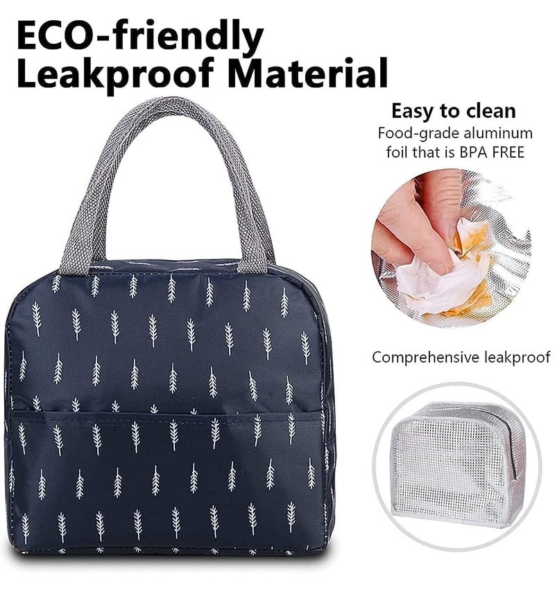ERZA Large Insulated Lunch Bag for Office Men, Women, Kids School, Travel Tiffin Bag Pouch, Hot & Cold Lunch Box Bags for Boys, and Girls (Blue Leaf) Polyester, 5 Liters - Image 3