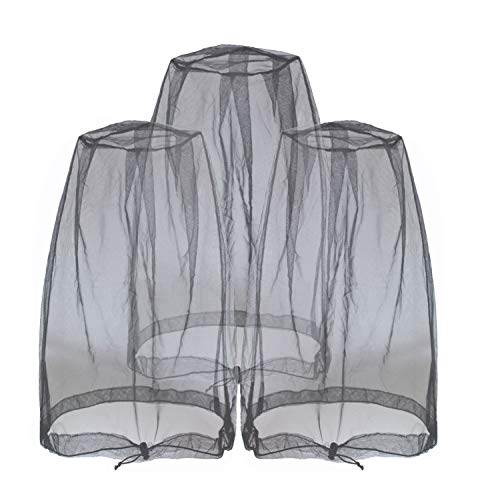 Anvin Mosquito Head Mesh Nets Gnat Face Netting for No See Ums Insects Bugs Gnats Biting Midges from Any Outdoor Activities, Works Over Most Hats Comes with Free Stock Pouches (3pcs, Black) - Image 1
