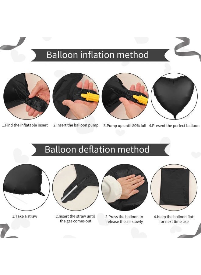Biapian بالونات قلبية سوداء من الفويل، 10 قطع بالونات على شكل قلب أسود، بالونات معدنية بحجم 18 بوصة لتزيين حفلات عيد الميلاد، عيد الحب، الزفاف، عيد الميلاد، حفلات الهالوين - Image 4