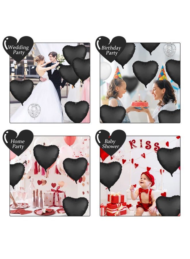 Biapian بالونات قلبية سوداء من الفويل، 10 قطع بالونات على شكل قلب أسود، بالونات معدنية بحجم 18 بوصة لتزيين حفلات عيد الميلاد، عيد الحب، الزفاف، عيد الميلاد، حفلات الهالوين - Image 5