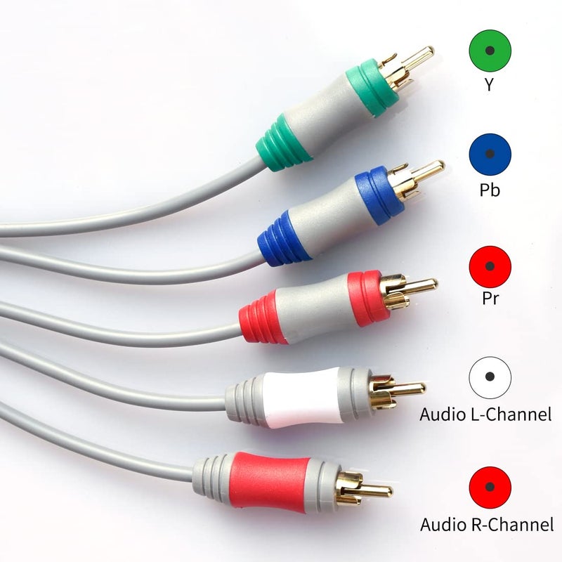Bealuffe Component Cable for Wii for Wii U Multi Out 5RCA 480P HD Audio Video Cable 6 Feet - Image 2