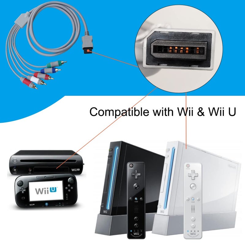 Bealuffe Component Cable for Wii for Wii U Multi Out 5RCA 480P HD Audio Video Cable 6 Feet - Image 3