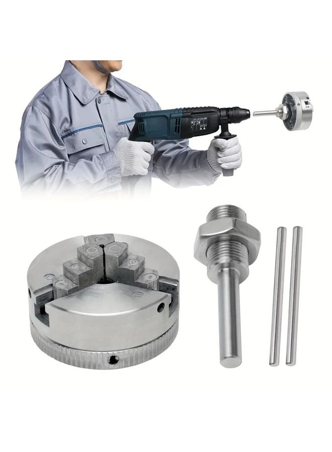 3 Jaw Mini Self Centering Wood Turning Lathe Chuck Set With Connecting Rod - Image 3