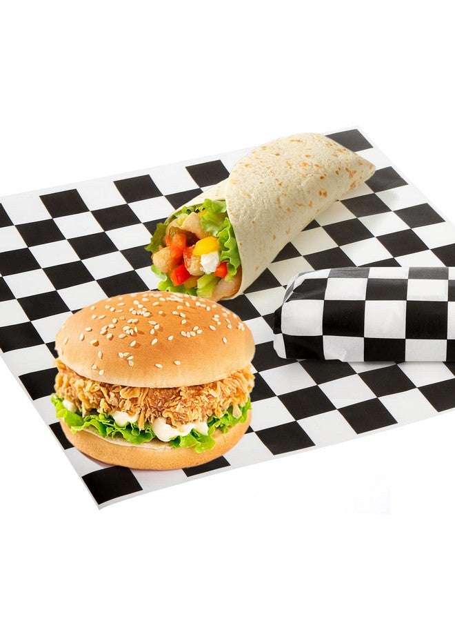 Fasmov 1000 ورقة 12 × 12 بوصة ورق ساندويتش بطانة سلة دلي لف سلة الطعام بطانات لف ورق مربعات، أسود وأبيض - Image 4