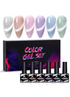 Nee Jolie NEE JOLIE 6 Colors Cat Magnetic Gel Set Nail Polish Soak off UV Nail Lamp Glitter Gift Set for Nail Art Manicure Salon and DIY at Home for Women 8.5ml*6 Pcs  - Image 1