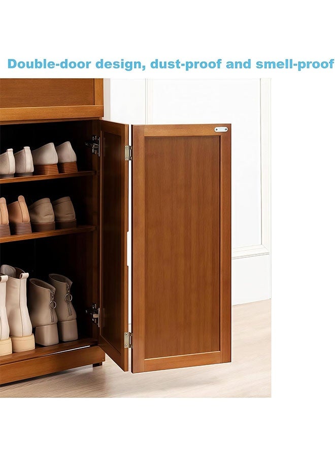 ليدين خزانة أحذية من الخيزران مع بابين، رف منظم أحذية واسع للمدخل وغرفة النوم، 7 طوابق (بابين، 7 طوابق) - Image 3