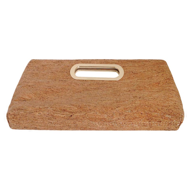 JNB Cork Top Handle Clutch, Gold - Image 2