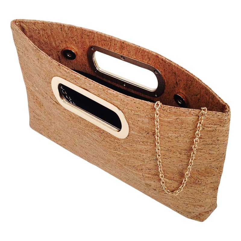 JNB Cork Top Handle Clutch, Gold - Image 5