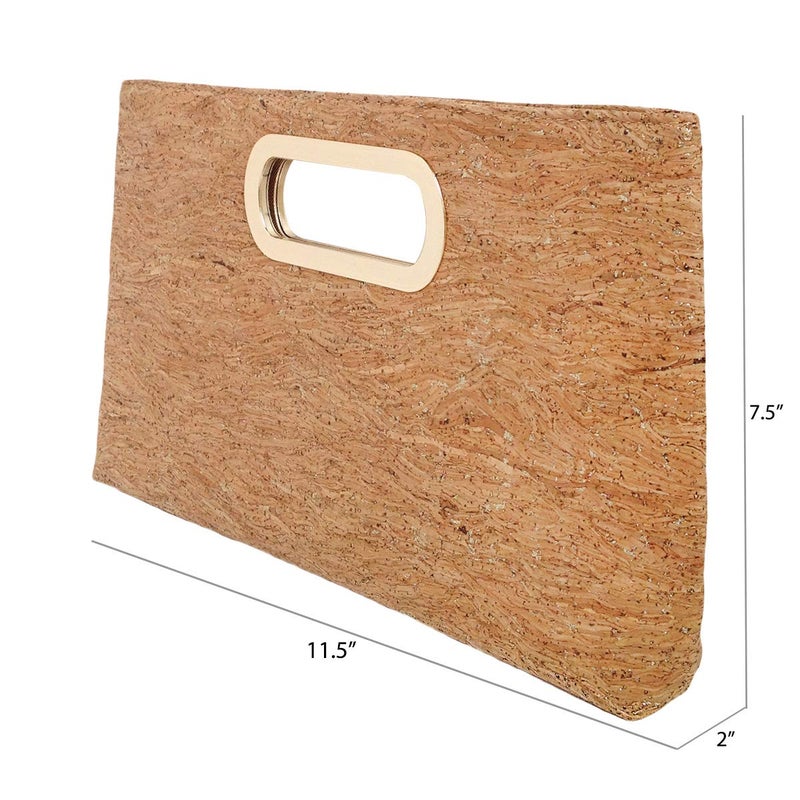 JNB Cork Top Handle Clutch, Gold - Image 4