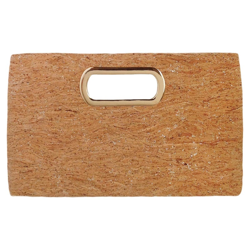 JNB Cork Top Handle Clutch, Gold - Image 1