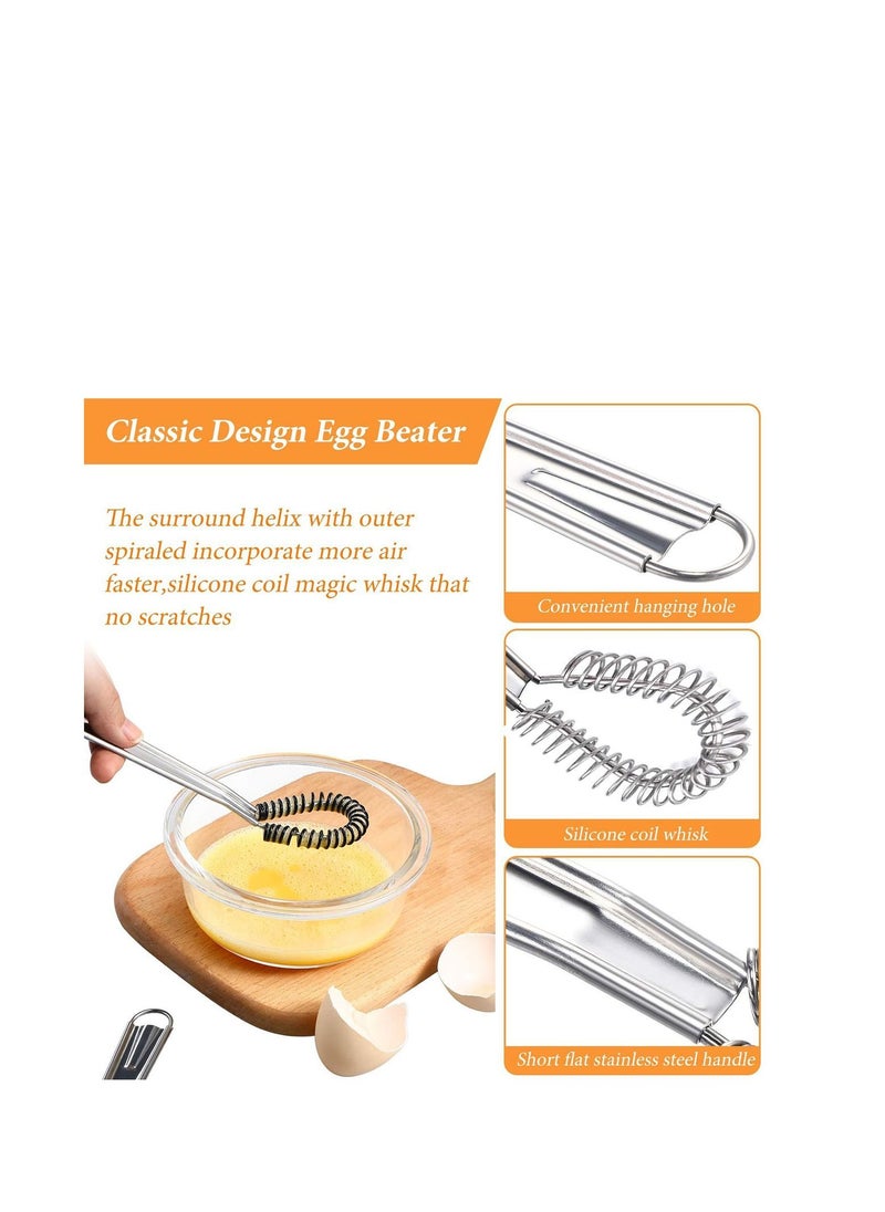 NIBEMINENT Egg Beater Stainless Steel Mini Spring Coil Whisk Silicone Hand Held Sauce Stirrer Blender Milk Frother Foamer Coffee Mixer  - Image 2
